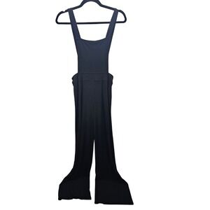 Bebop Black Ribbed Wide Leg Jumpsuit Overalls Women's Size S